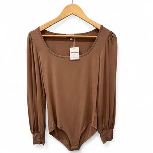 Jorasob Brown Long Sleeve Bodysuit | Small | NWT